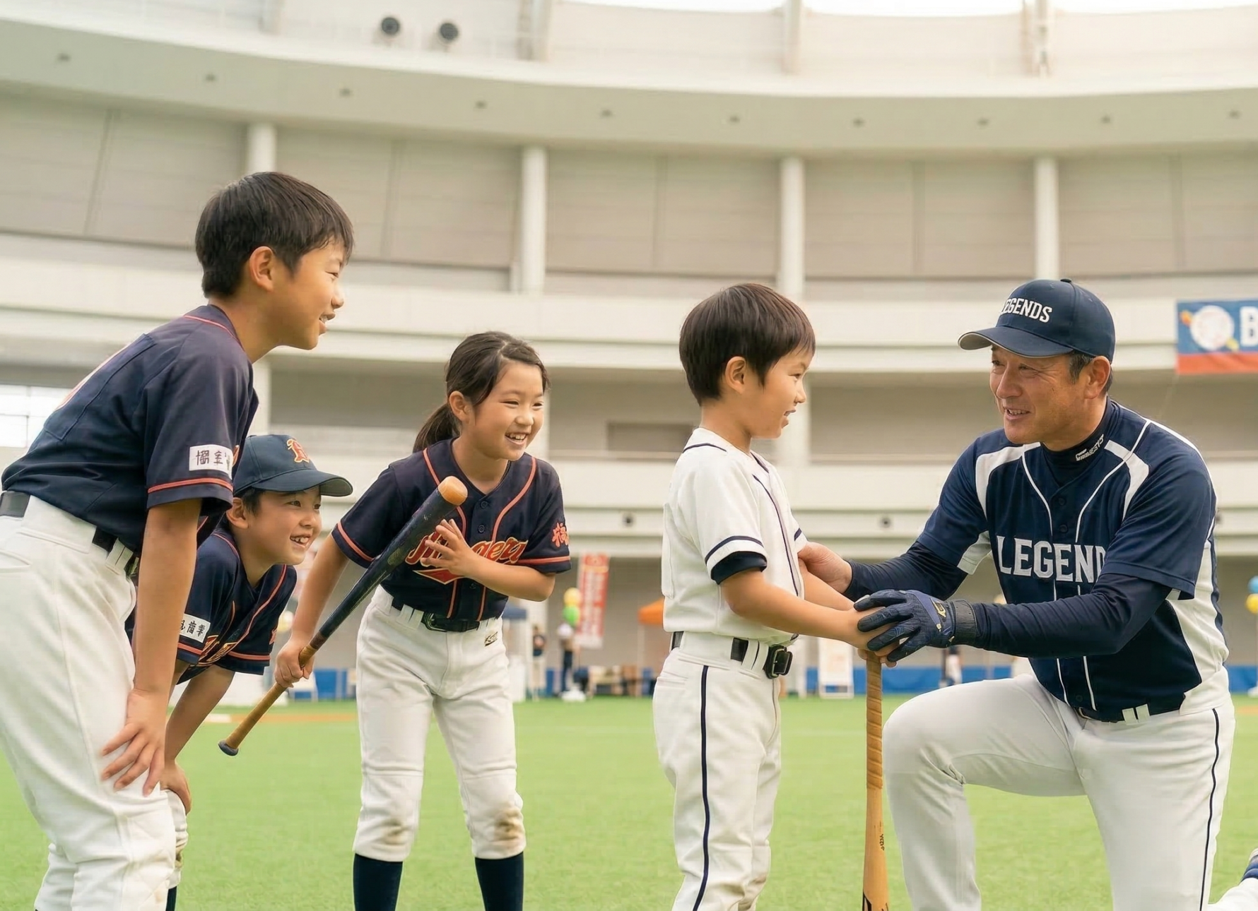 プロ野球OB選手に教わる子供